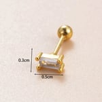 Gold color / 1 Piece Simple Series Rectangle Copper   Gold Color Zircon Women's Stud Earrings Picture3